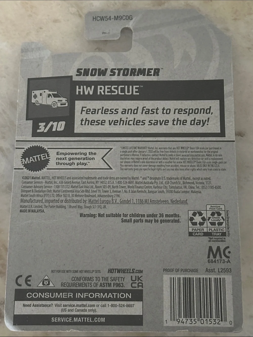 Hot Wheels Snow Stormer Rescue Vehicle - Yellow & Purple